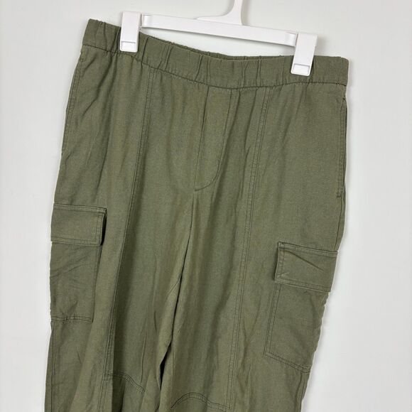 Gap Walden Green Linen Parachute Pants Women’s Medium Pull On Cargo - Picture 7 of 14